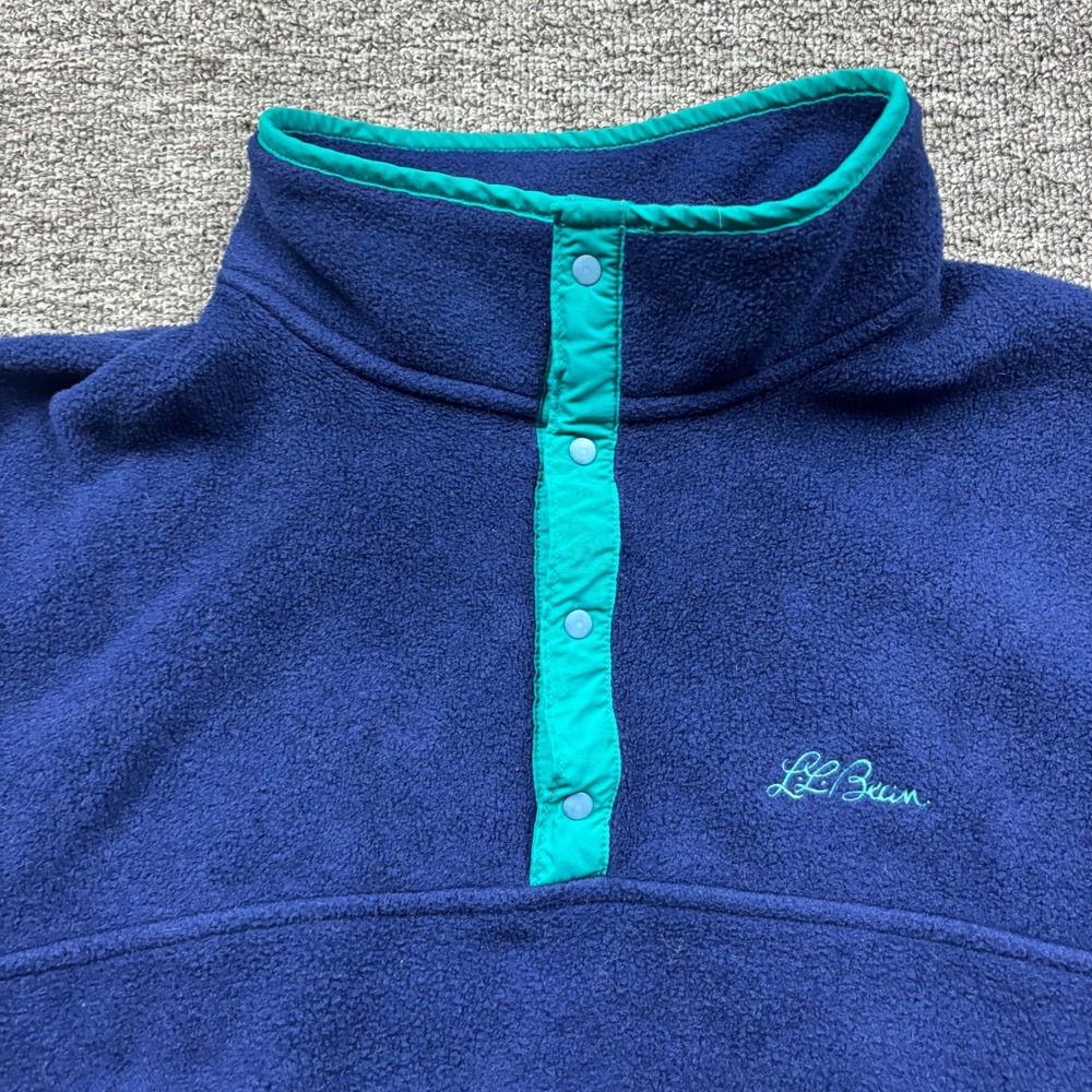 Vintage 90s L.L. Bean Pullover Fleece Sweater Blue/Teal Mens Size XL - Picture 4 of 8